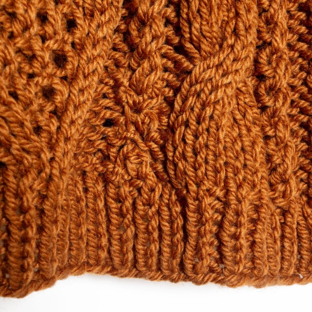 SOLD - Vintage Brown Cable Knit Hand Knit Button V Neck Cardigan  - Size L - Picture 9 of 9